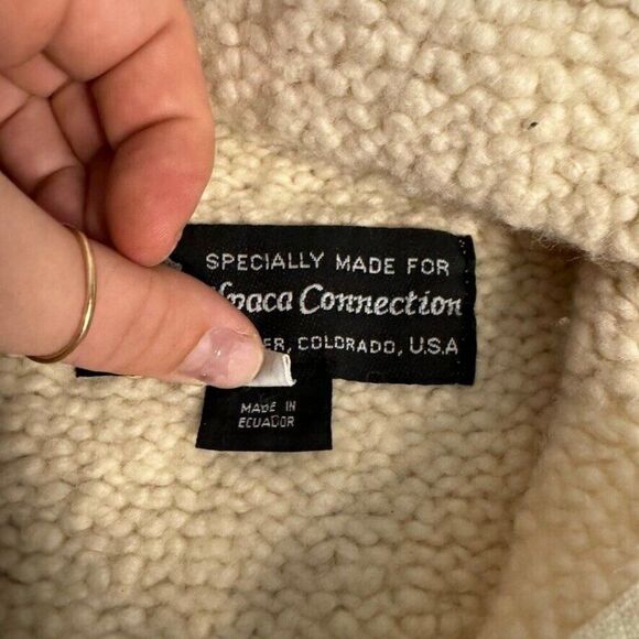 Vintage Womens Alpaca Connections White Chunky Wool Oversized Boxy Sweater XS - Picture 8 of 8